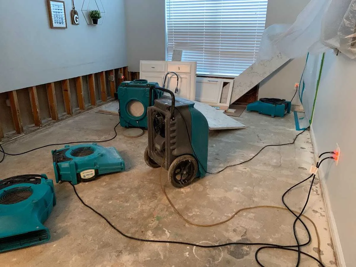 Dehumidifier in flood-cut room for Water Extraction & Removal in Eudora
